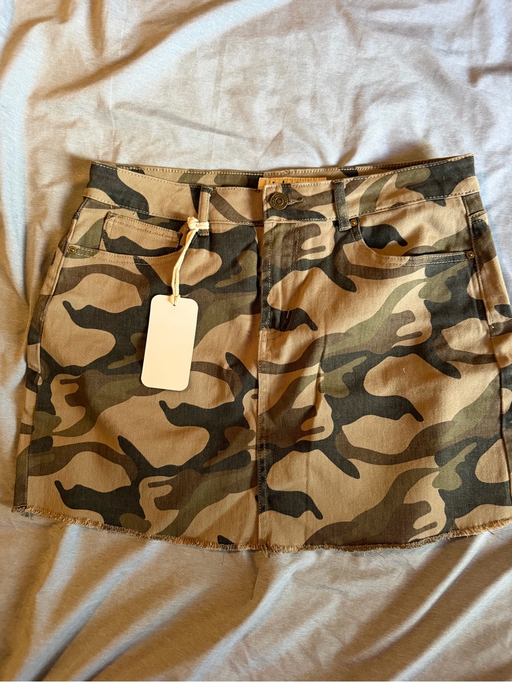 Indigo Rein Camo Mini Skirt in Olive and Tan